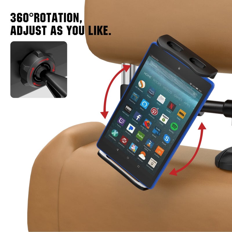 MoKo Headrest Phone/Tablet Car Mount, Adjustable Tablet Holder for 4-12.9" Devices, Fit with iPhone 17/17 Air/17 Pro/17 Pro Max, iPhone 16/Pro/Pro Max/Plus, iPhone 15/Pro/Plus,iPad Air 4/Mini 6,Black - Image 5